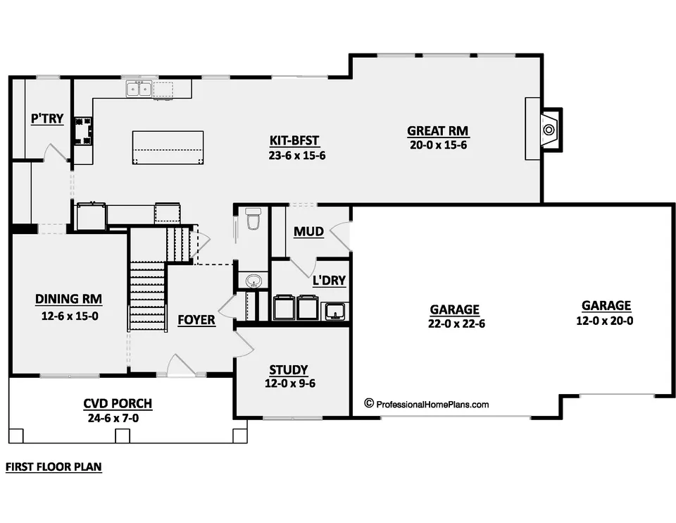 The Hawkins main level floor plan